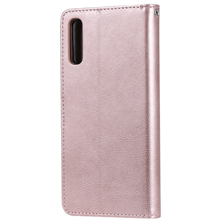 Magnetic KT Leather Series-3 Detachable 2-in-1 Wallet Leather Stand Case for Samsung Galaxy A70 - Rose Gold