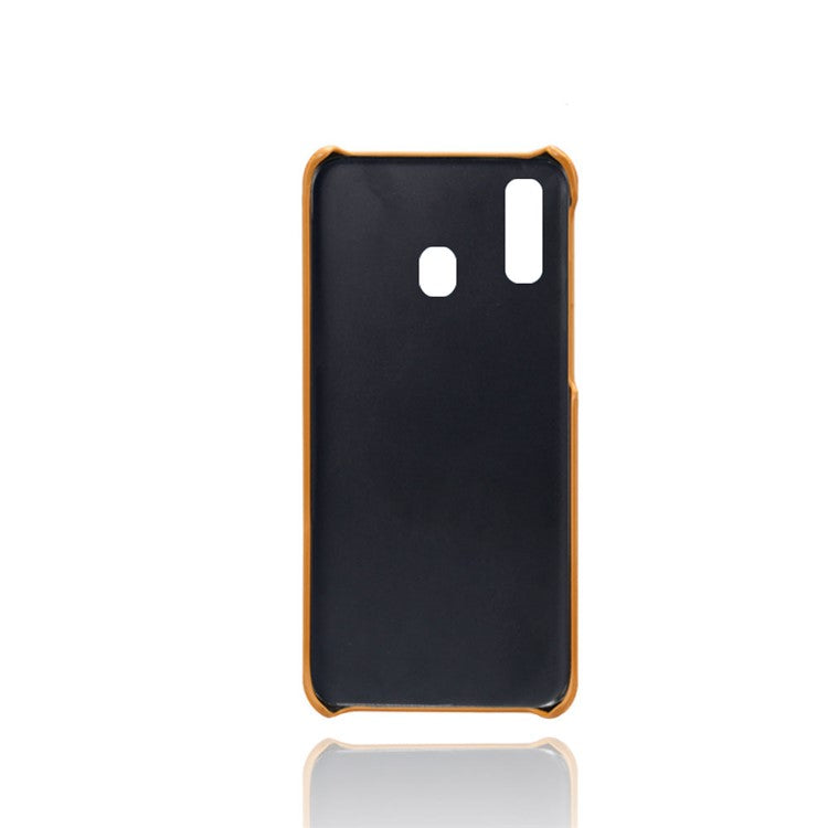 For Samsung Galaxy A40 PU Leather Coated PC Mobile Casing with Dual Card Slots - Orange