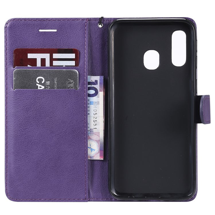 Magnetic Detachable 2-in-1 Wallet Leather Stand Case for Samsung Galaxy A40 - Purple