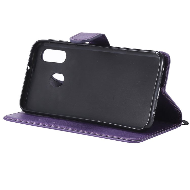 Magnetic Detachable 2-in-1 Wallet Leather Stand Case for Samsung Galaxy A40 - Purple