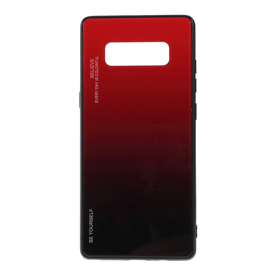 Gradient Color Glass + PC + TPU Hybrid Mobile Casing for Samsung Galaxy Note 8 N950 - Red / Black