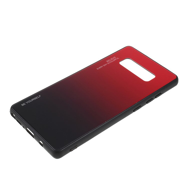 Gradient Color Glass + PC + TPU Hybrid Mobile Casing for Samsung Galaxy Note 8 N950 - Red / Black