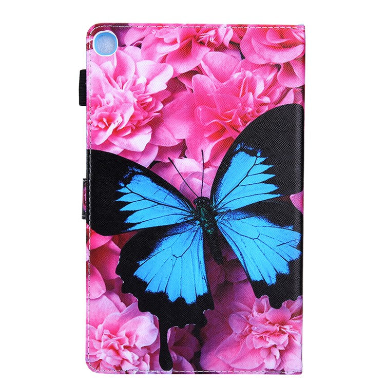 Pattern Printing Stand Leather Tablet Cover for Samsung Galaxy Tab S5e SM-T720 / SM-T725 - Flower and Blue Butterfly