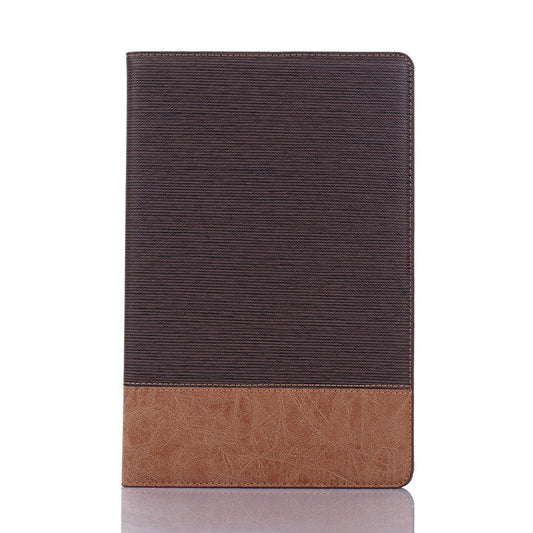 Cross Texture Splicing PU Leather Smart Wallet Tablet Protective Case for Samsung Galaxy Tab S5e SM-T720 - Coffee