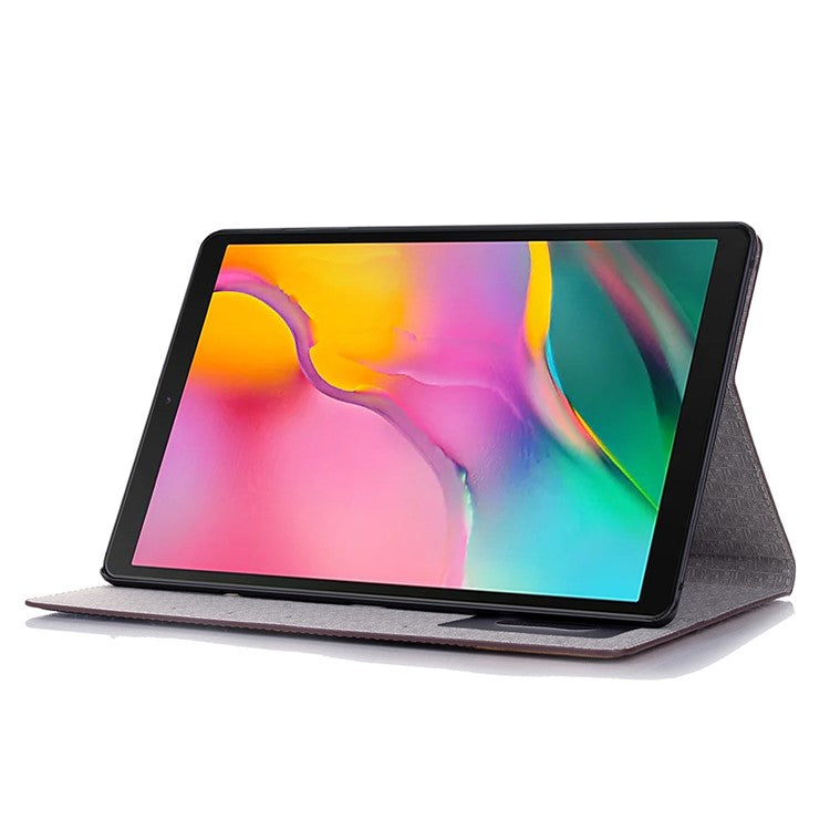 Cross Texture Splicing PU Leather Smart Wallet Tablet Protective Case for Samsung Galaxy Tab S5e SM-T720 - Coffee