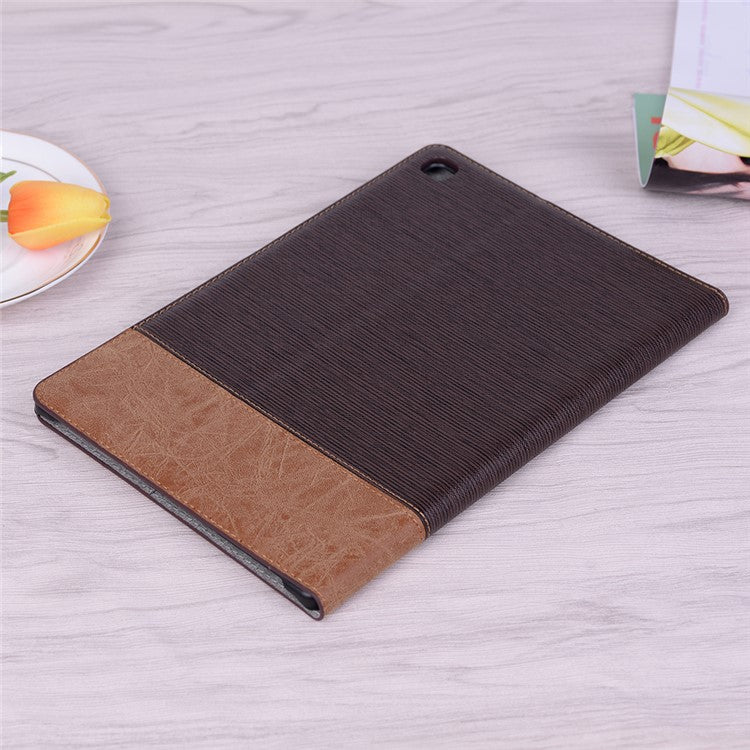 Cross Texture Splicing PU Leather Smart Wallet Tablet Protective Case for Samsung Galaxy Tab S5e SM-T720 - Coffee