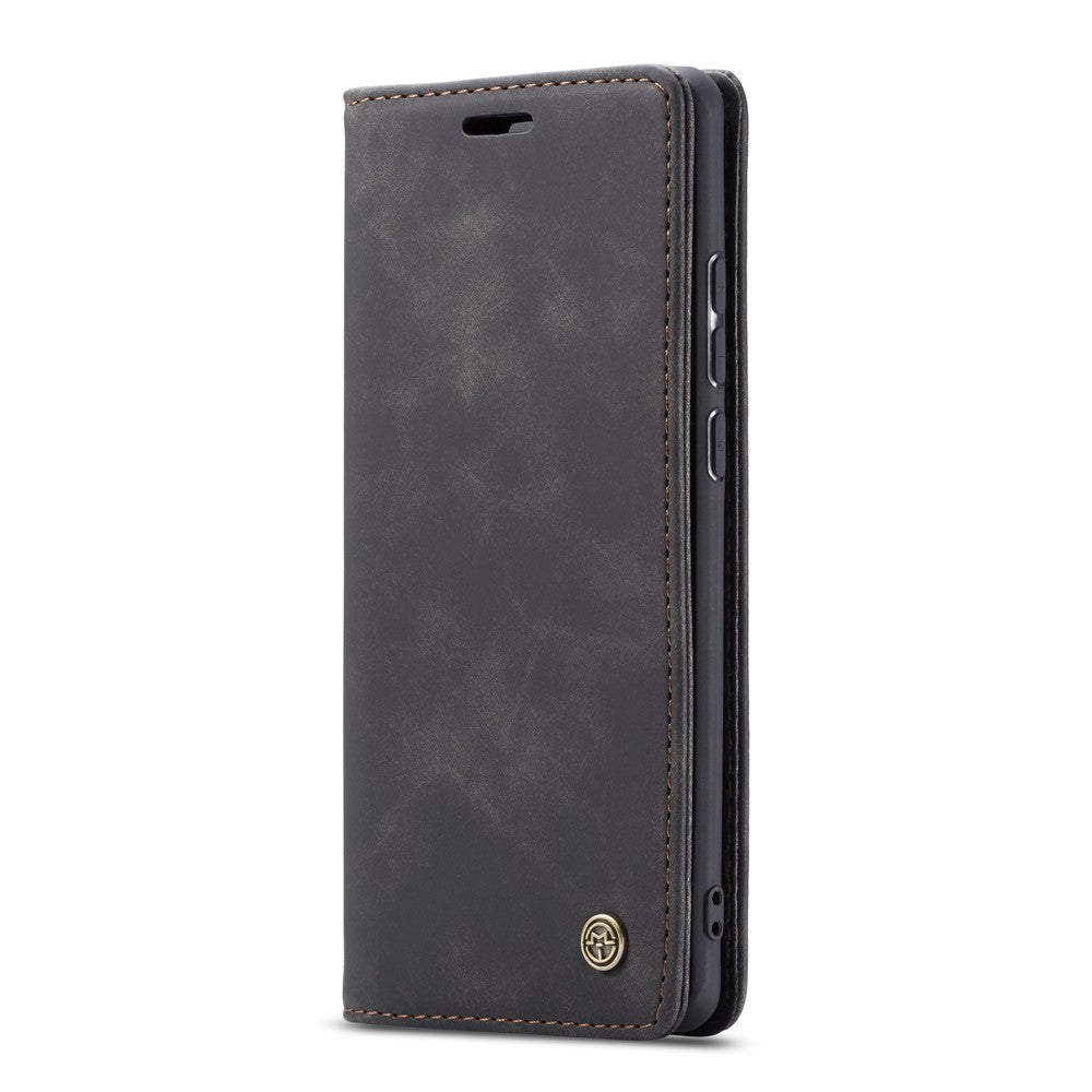 CASEME 013 Series for Samsung Galaxy M10 Retro Flip Leather Phone Case - Black