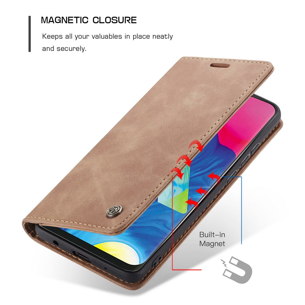 CASEME 013 Series for Samsung Galaxy M10 Retro Flip Leather Phone Case - Brown
