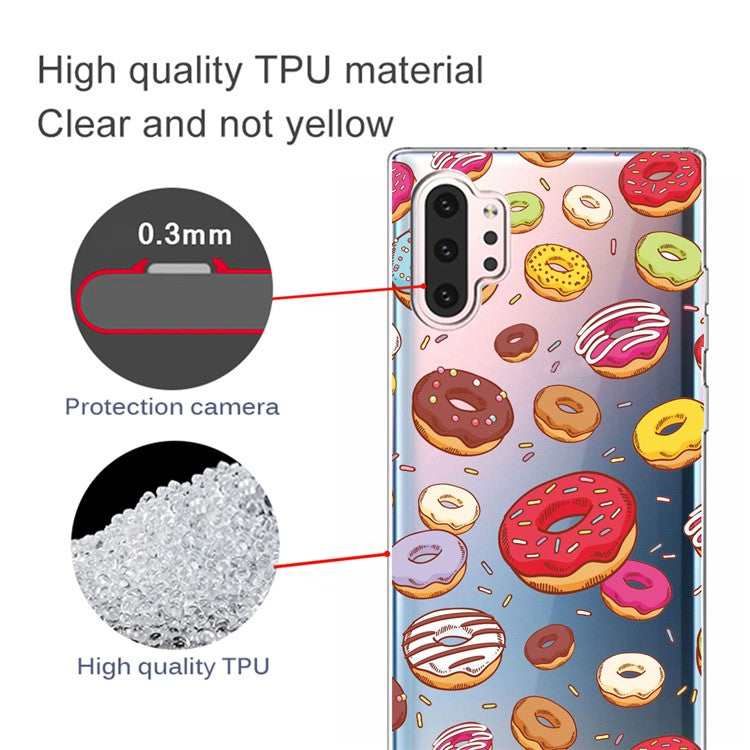 Pattern Printing Clear TPU Cell Phone Case Cover for Samsung Galaxy Note 10 Plus/Note 10 Plus 5G - Doughnuts