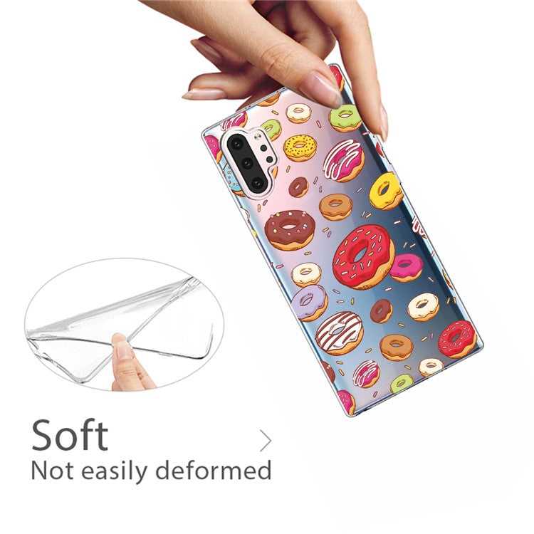 Pattern Printing Clear TPU Cell Phone Case Cover for Samsung Galaxy Note 10 Plus/Note 10 Plus 5G - Doughnuts