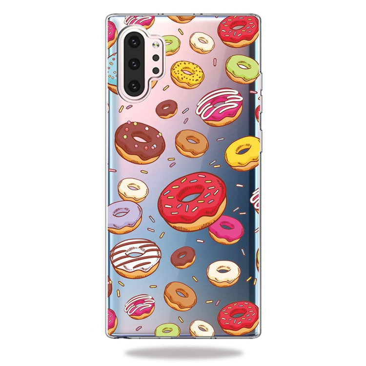 Pattern Printing Clear TPU Cell Phone Case Cover for Samsung Galaxy Note 10 Plus/Note 10 Plus 5G - Doughnuts
