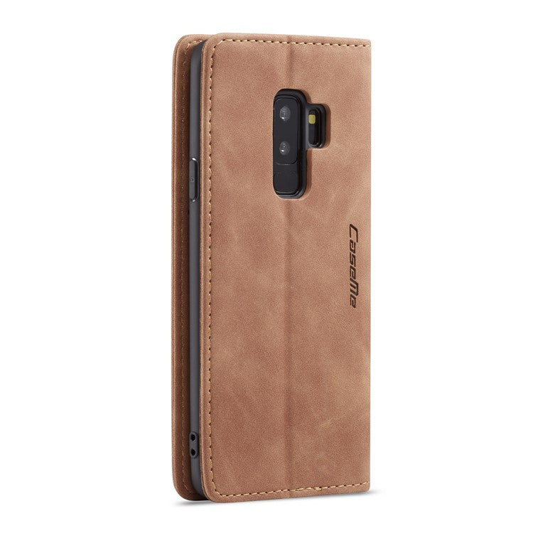 CASEME 013 Series Auto-absorbed Leather Wallet Phone Case for Samsung Galaxy S9+ - Brown