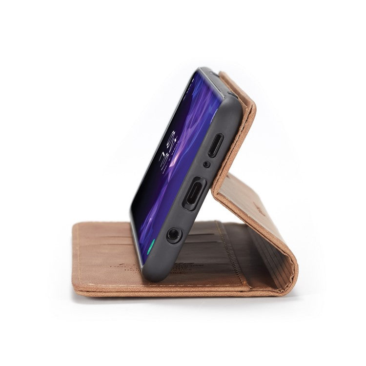 CASEME 013 Series Auto-absorbed Leather Wallet Phone Case for Samsung Galaxy S9+ - Brown