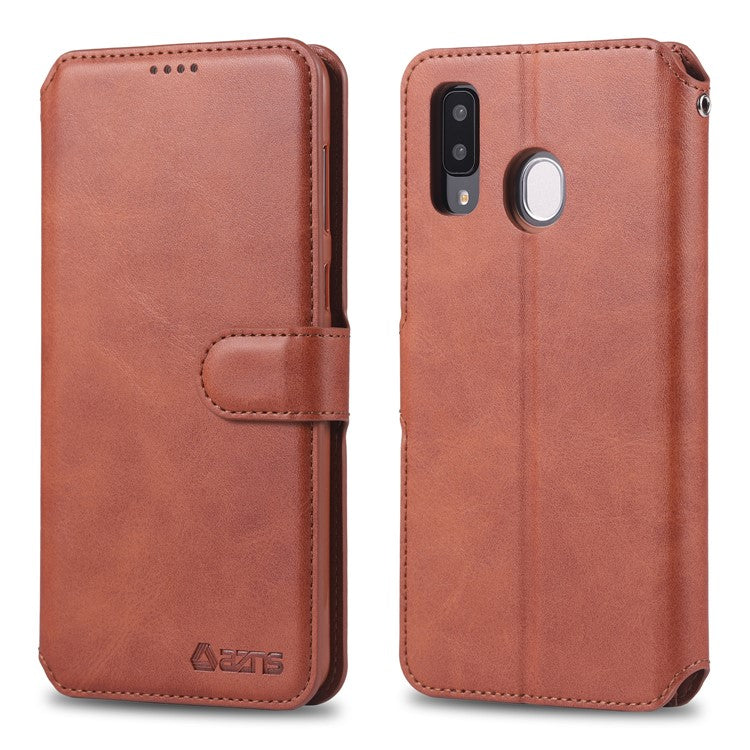 AZNS Leather Wallet Case for Samsung Galaxy A20e - Brown