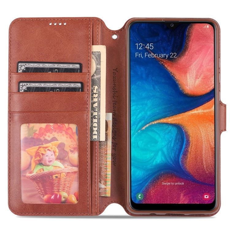 AZNS Leather Wallet Case for Samsung Galaxy A20e - Brown