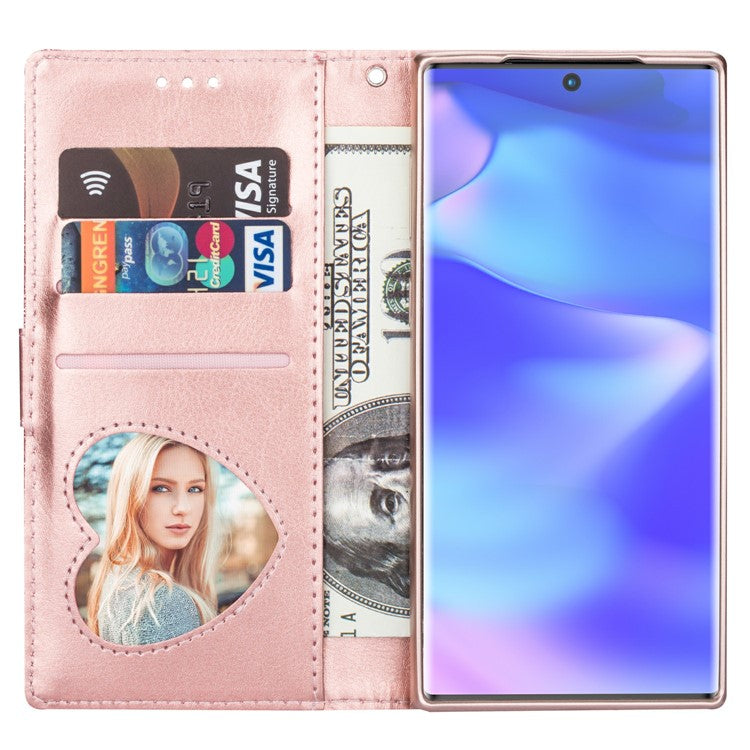Flash Powder Zippered Stand Leather Wallet Case with Stra[Fingerprint Unlock] for Samsung Galaxy Note 10 Plus/10 Plus 5G - Rose Gold