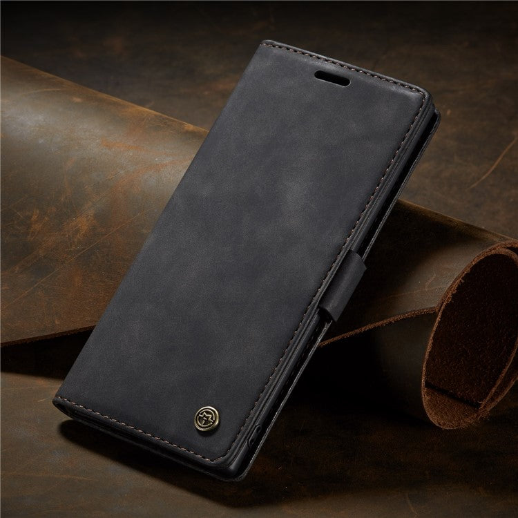 CASEME 013 Series Auto-absorbed Flip Leather Wallet Shell for Samsung Galaxy Note 10 Plus/10 Plus 5G - Black