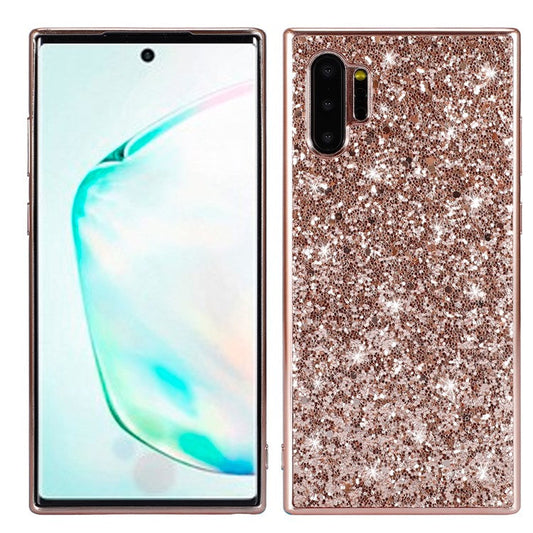 Glittering Sequins Electroplating TPU Frame+PC Back Hybrid Shell for Samsung Galaxy Note 10 Plus/10 Plus 5G - Rose Gold