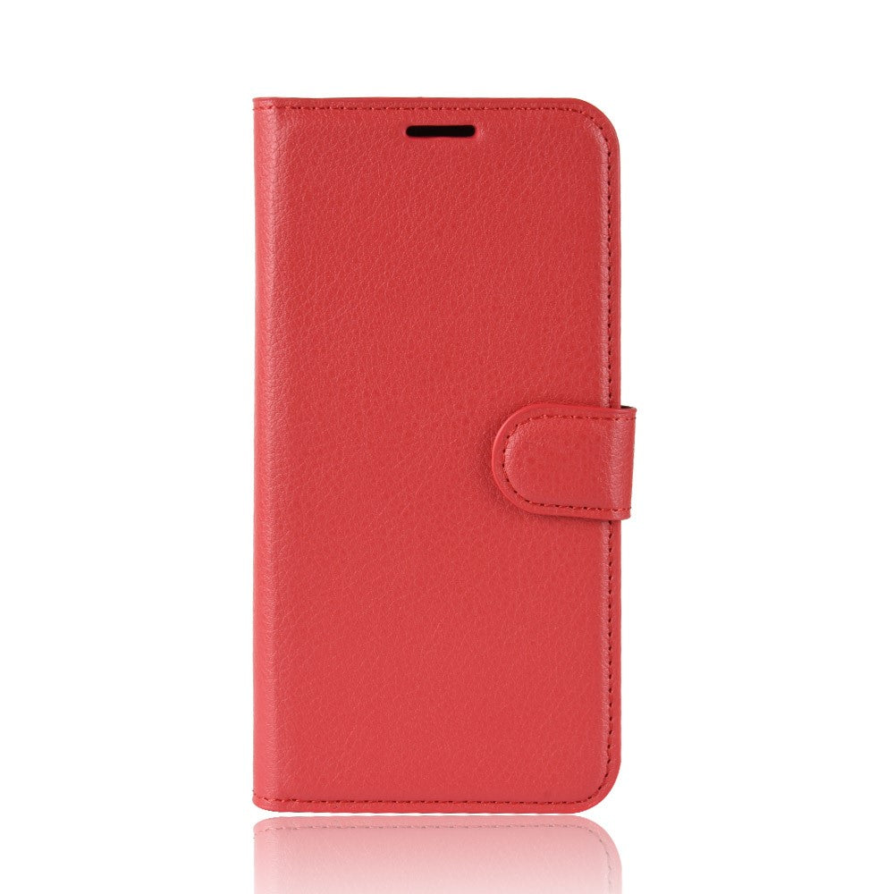 Litchi Skin Leather Stand Phone Shell Wallet Case for Samsung Galaxy M21 / M30s - Red