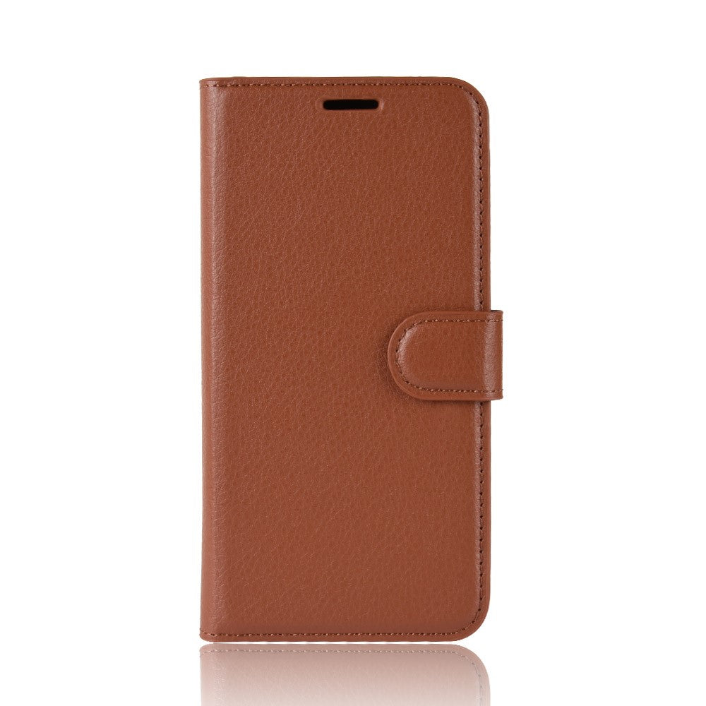 Litchi Skin Leather Stand Phone Shell Wallet Case for Samsung Galaxy M21 / M30s - Brown