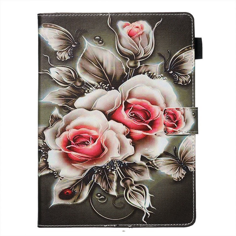 Printing PU Leather Wallet Shell for Samsung Galaxy Tab A 8.0 LTE (2019) SM-T290/SM-T295 - Flower