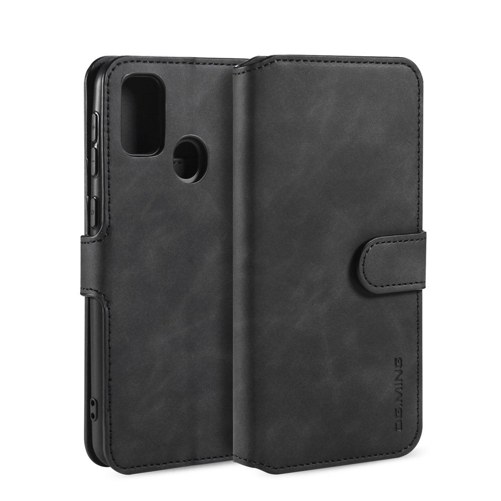DG.MING Retro Leather Wallet Stand Case for Samsung Galaxy M30s / M2 - Black