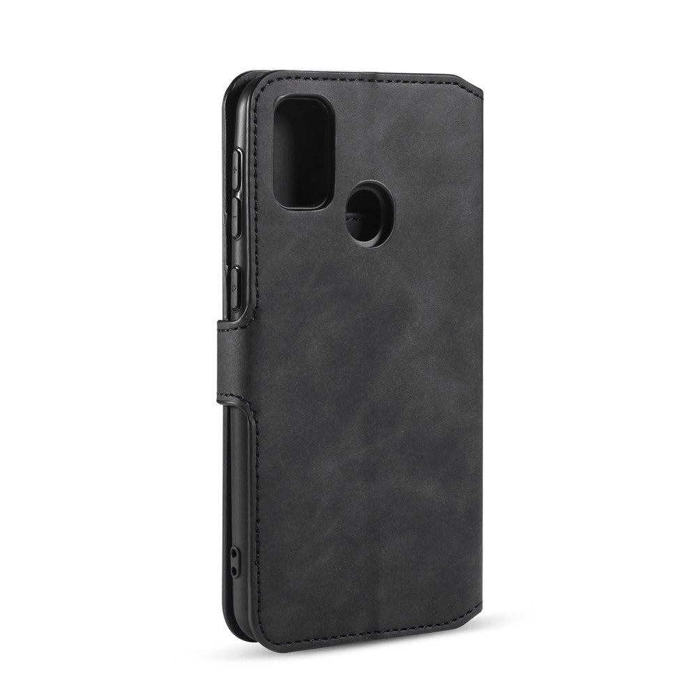 DG.MING Retro Leather Wallet Stand Case for Samsung Galaxy M30s / M2 - Black
