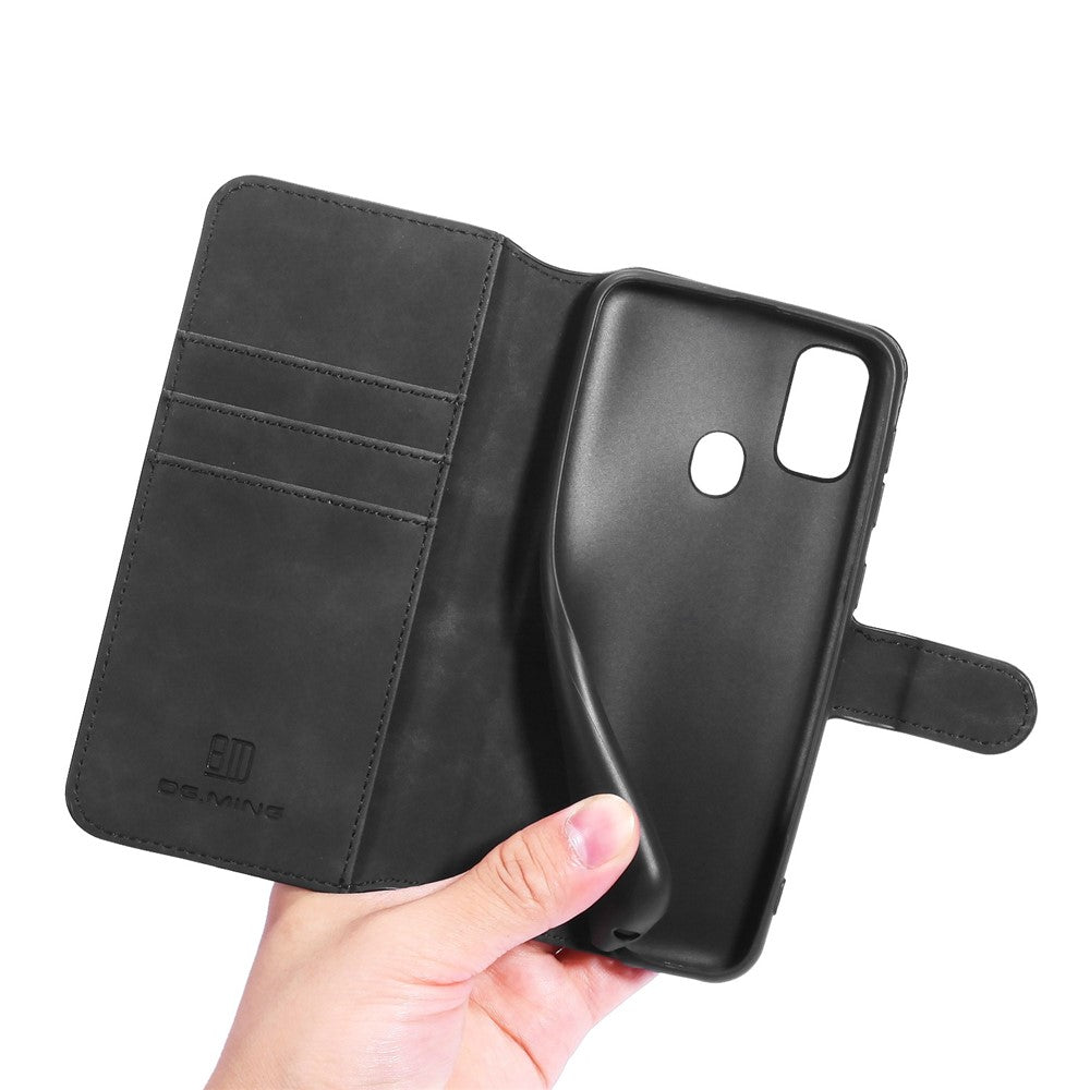 DG.MING Retro Leather Wallet Stand Case for Samsung Galaxy M30s / M2 - Black