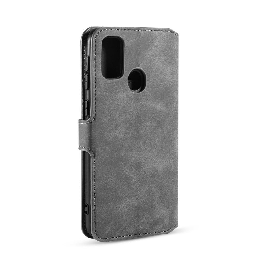 DG.MING Retro Leather Wallet Stand Case for Samsung Galaxy M30s / M2 - Grey