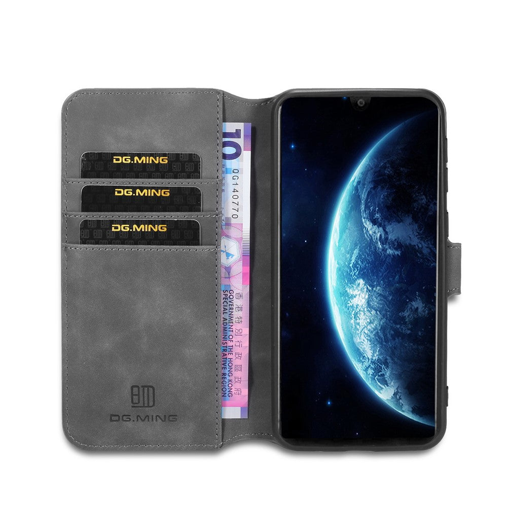 DG.MING Retro Leather Wallet Stand Case for Samsung Galaxy M30s / M2 - Grey