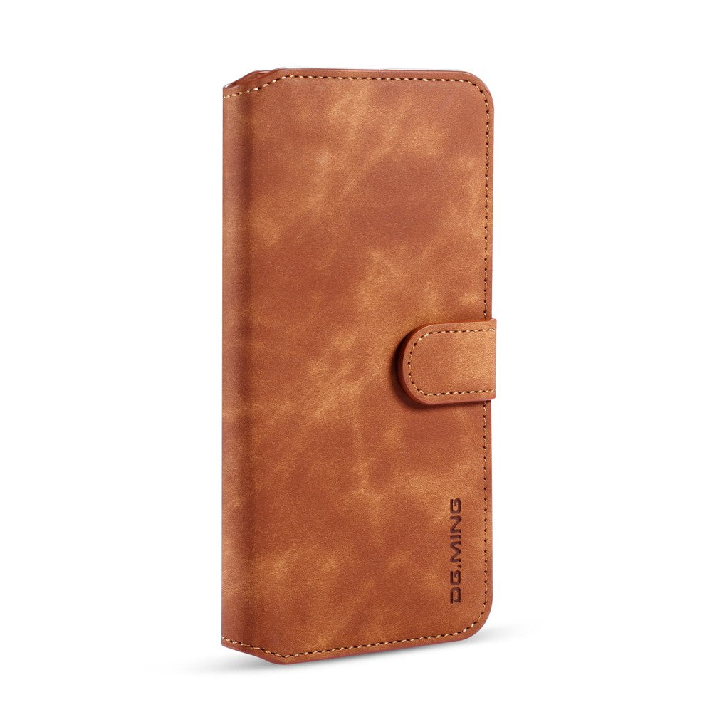 DG.MING Retro Leather Wallet Stand Case for Samsung Galaxy M30s / M2 - Brown