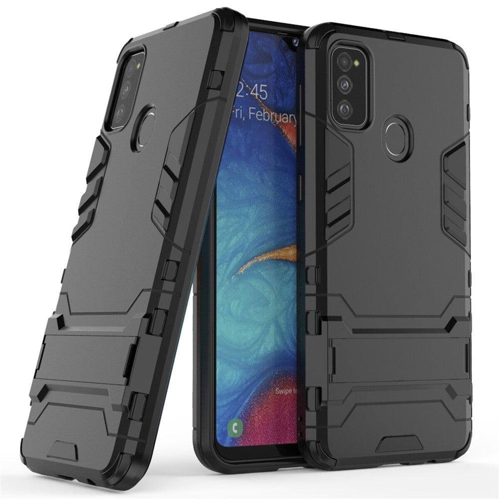 Plastic + TPU Combo Case with Kickstand for Samsung Galaxy M30s / M21 - Black