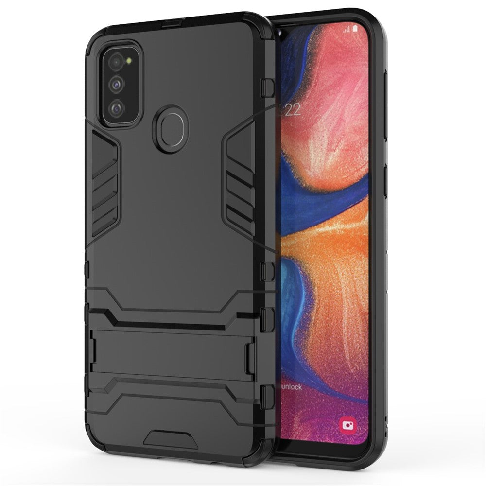 Plastic + TPU Combo Case with Kickstand for Samsung Galaxy M30s / M21 - Black