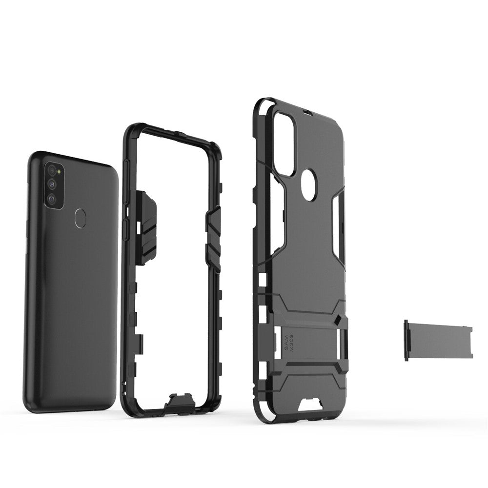Plastic + TPU Combo Case with Kickstand for Samsung Galaxy M30s / M21 - Black