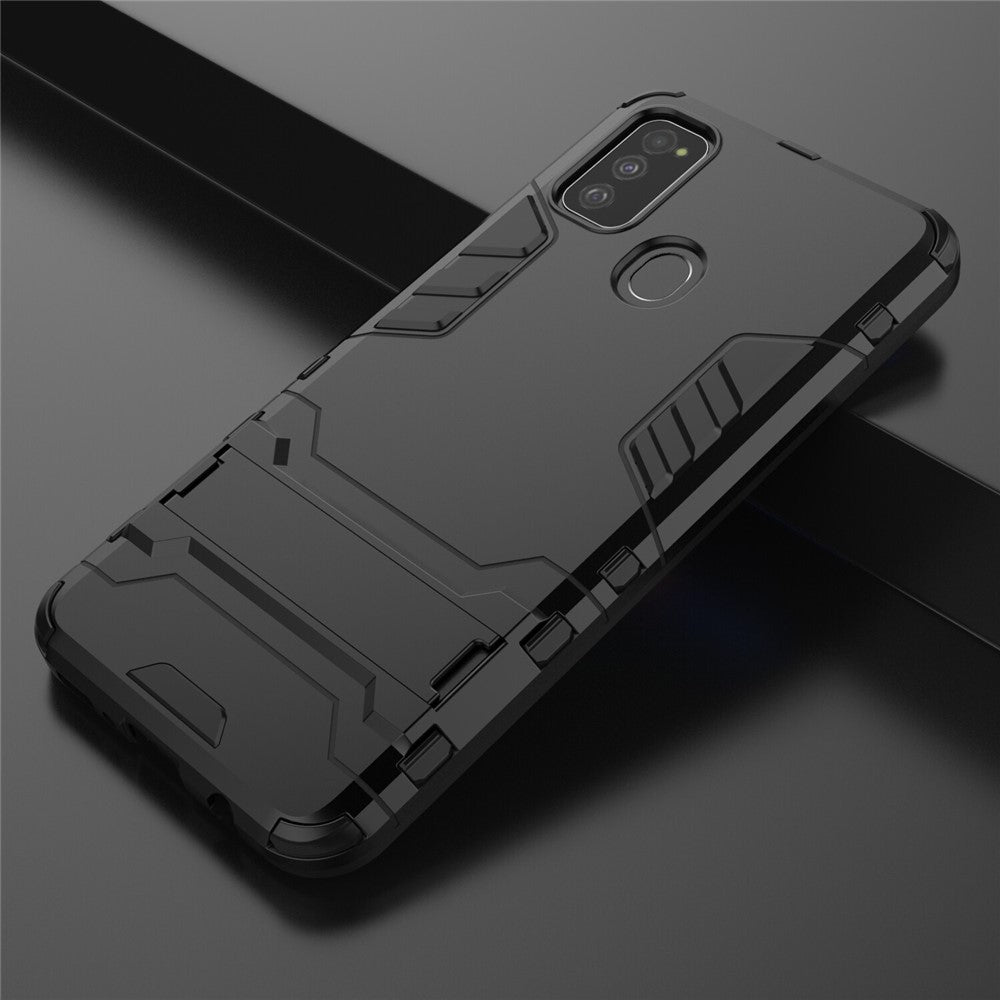 Plastic + TPU Combo Case with Kickstand for Samsung Galaxy M30s / M21 - Black