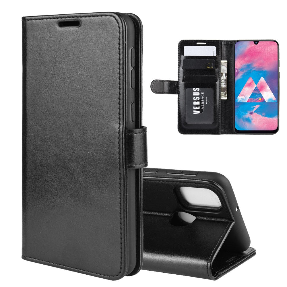 Crazy Horse Leather Wallet Case for Samsung Galaxy M30s / M21 - Black