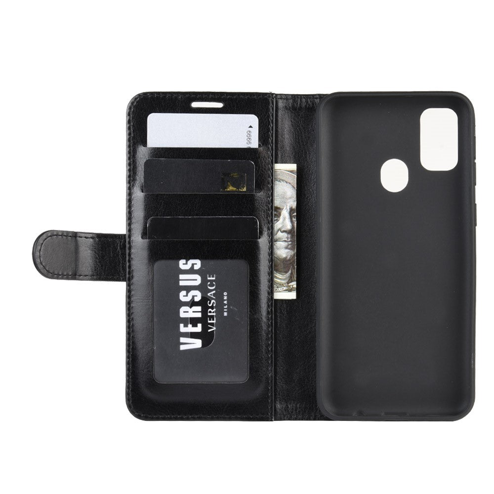 Crazy Horse Leather Wallet Case for Samsung Galaxy M30s / M21 - Black