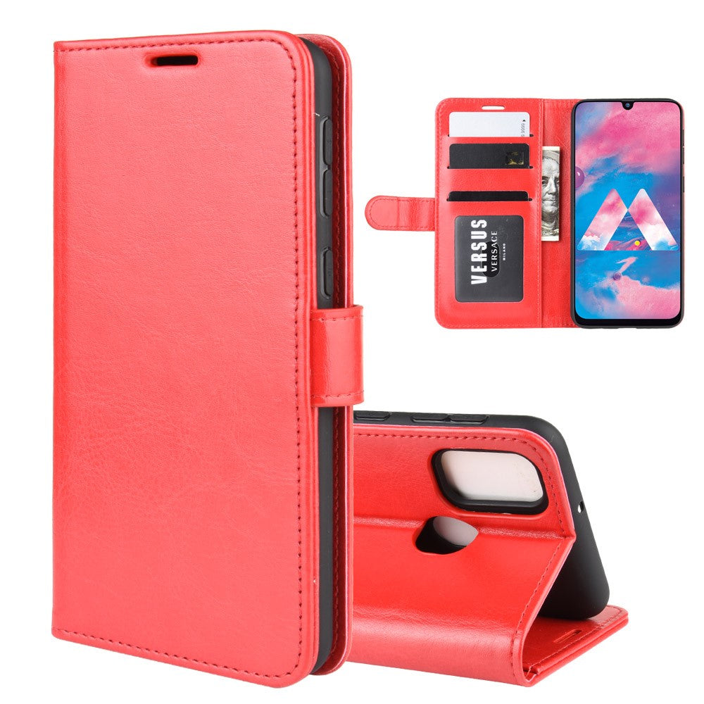 Crazy Horse Leather Wallet Case for Samsung Galaxy M30s / M21 - Red