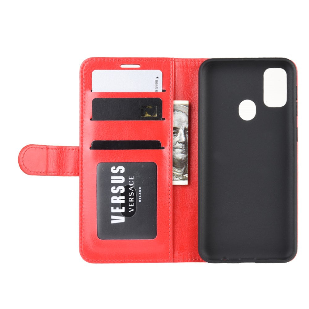 Crazy Horse Leather Wallet Case for Samsung Galaxy M30s / M21 - Red