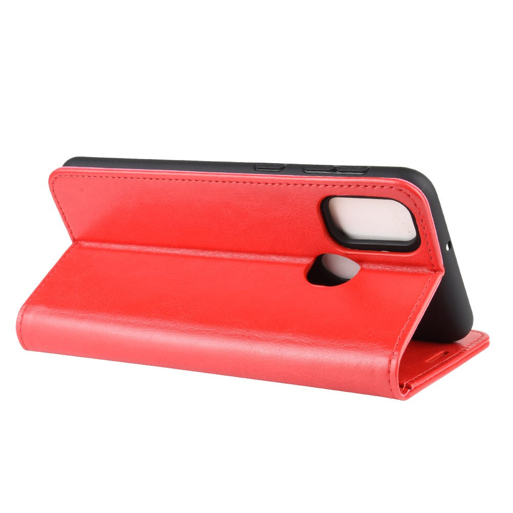 Crazy Horse Leather Wallet Case for Samsung Galaxy M30s / M21 - Red