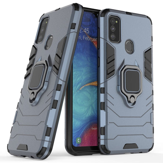 Cool Guard Ring Holder Kickstand PC TPU Hybrid Case for Samsung Galaxy M30s/M21 - Blue