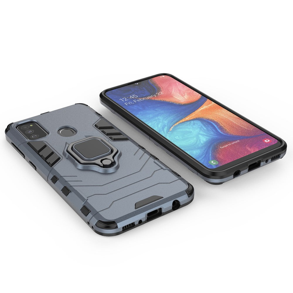 Cool Guard Ring Holder Kickstand PC TPU Hybrid Case for Samsung Galaxy M30s/M21 - Blue