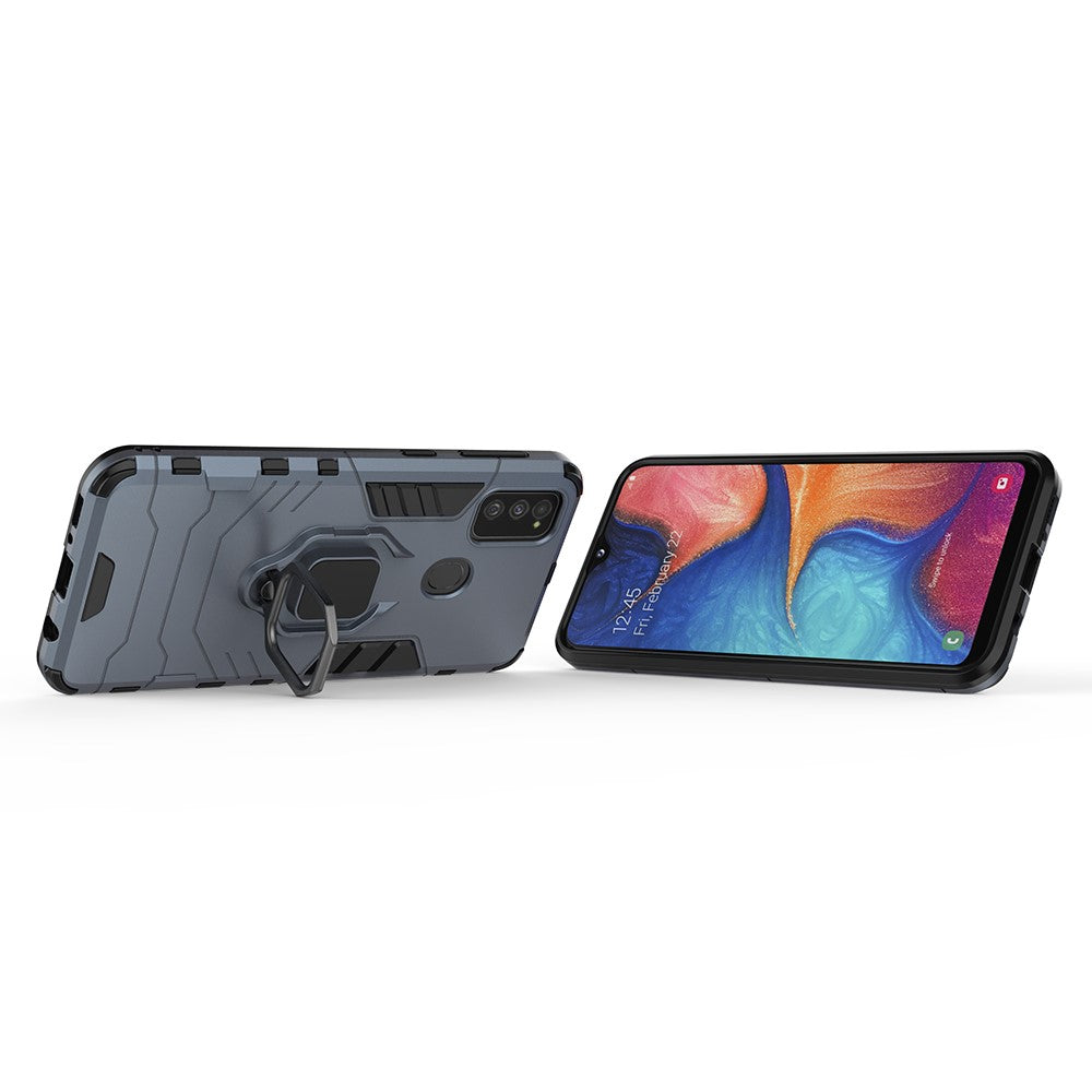 Cool Guard Ring Holder Kickstand PC TPU Hybrid Case for Samsung Galaxy M30s/M21 - Blue