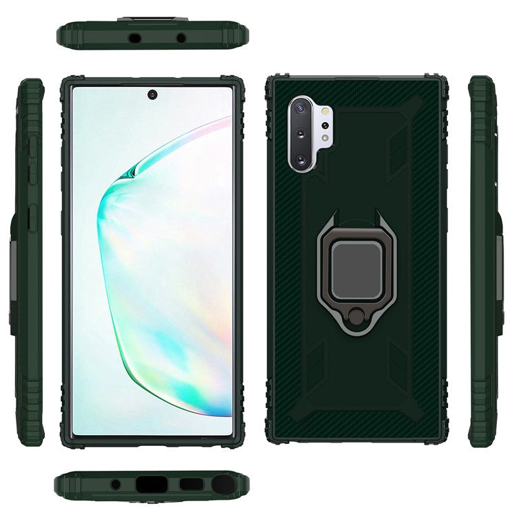 Finger Ring Kickstand TPU Case [Built-in Magnetic Metal Sheet] for Galaxy Note 10 Plus/Note 10 Plus 5G - Dark Green