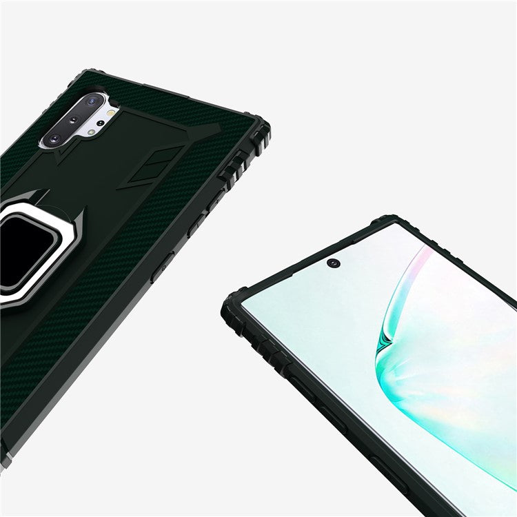 Finger Ring Kickstand TPU Case [Built-in Magnetic Metal Sheet] for Galaxy Note 10 Plus/Note 10 Plus 5G - Dark Green