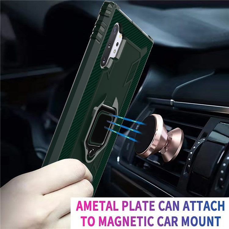 Finger Ring Kickstand TPU Case [Built-in Magnetic Metal Sheet] for Galaxy Note 10 Plus/Note 10 Plus 5G - Dark Green