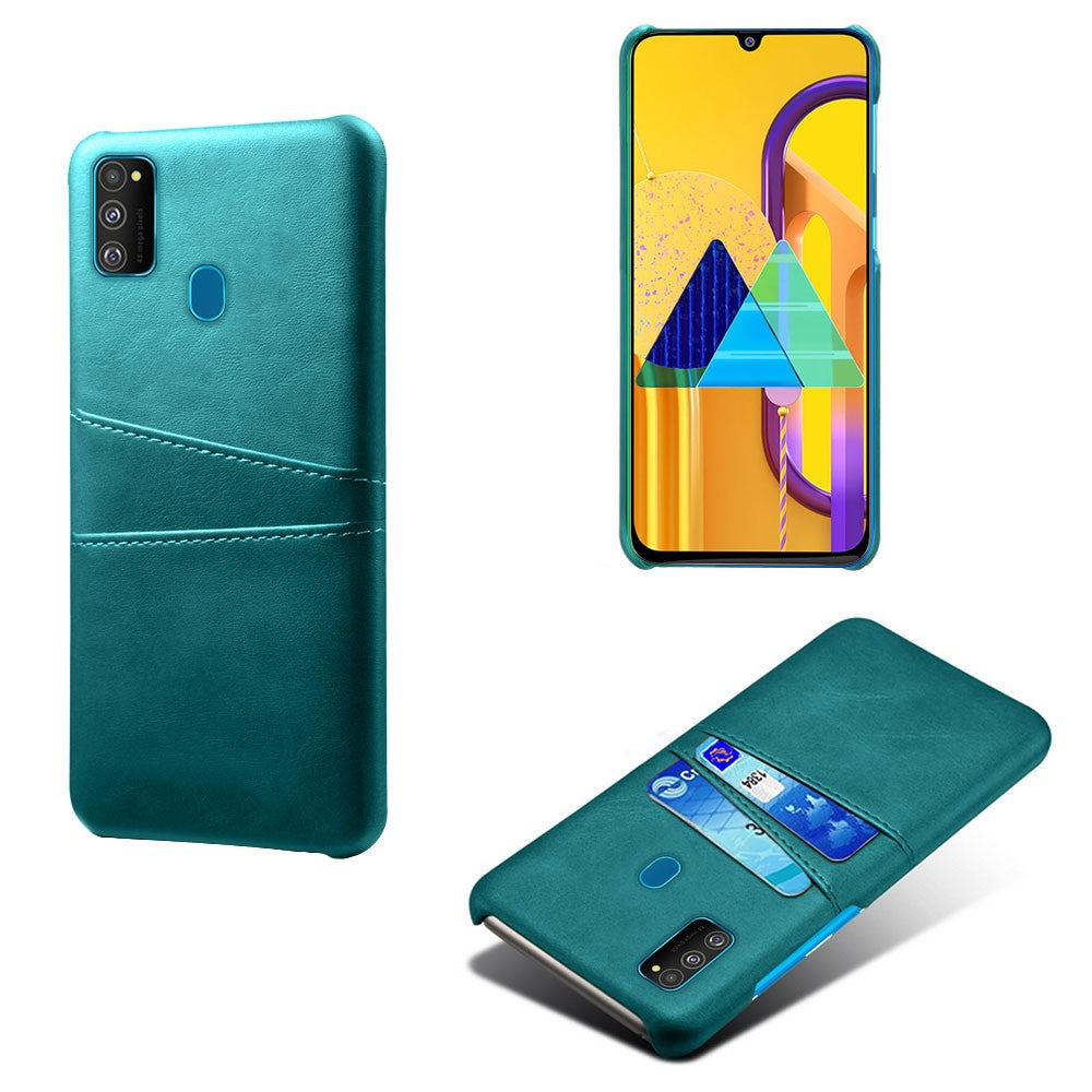 KSQ PU Leather Coated Plastic Case with Dual Card Slots for Samsung Galaxy M30s/M21 - Green