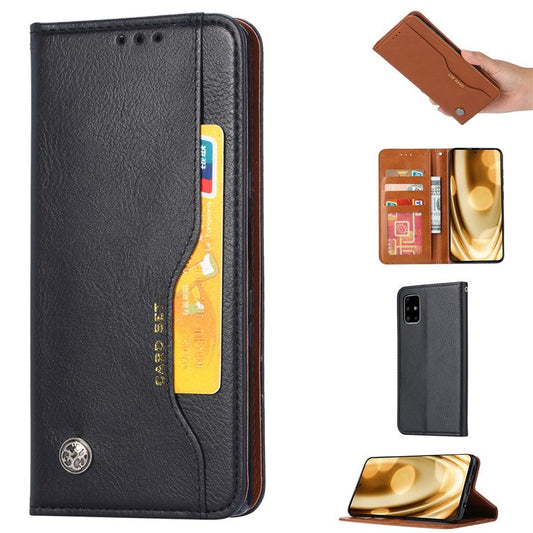 Auto-absorbed with Wallet Leather Cover for Samsung Galaxy A71 - Black