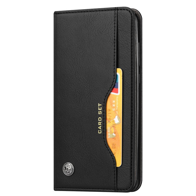 Auto-absorbed with Wallet Leather Cover for Samsung Galaxy A71 - Black