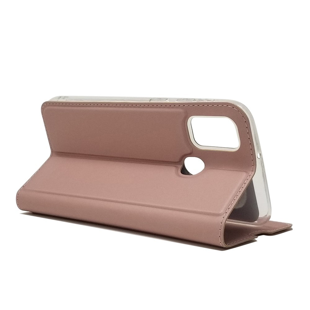Magnetic Closure Leather Card Holder Phone Covering for Samsung Galaxy M30s / M2 - Rose Gold